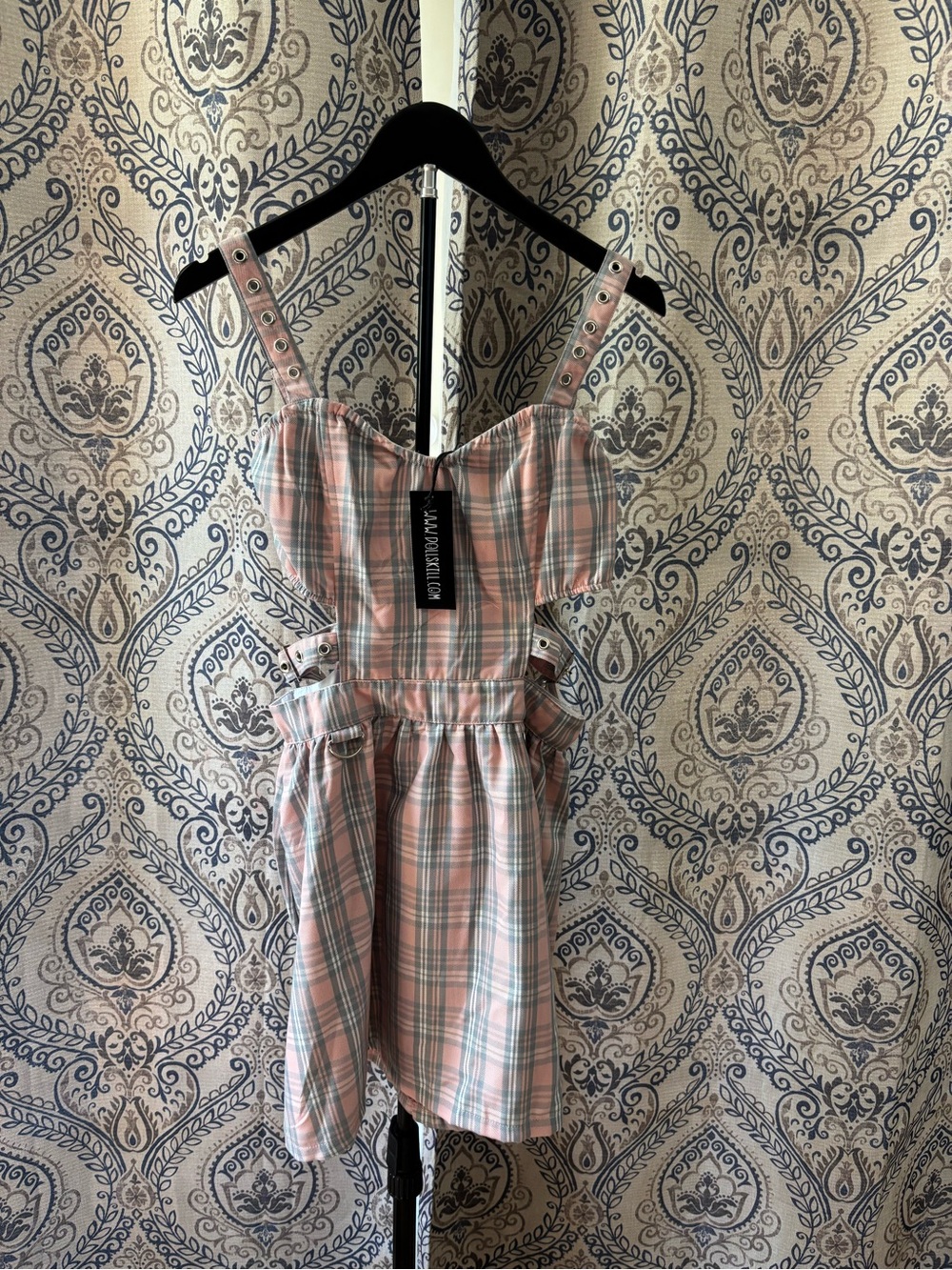 Pink & Green Plaid Sundress with Adjustable Grommet Straps